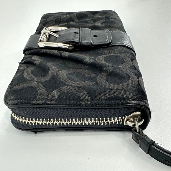 Vntg Coach Signature C Monogram Wristlet Wallet Black Purple Interior Zip Around - Picture 9 of 14
